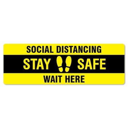 Signmission Stay Safe Wait Here Non-Slip Floor Graphic, 18in Vinyl, 3PK, 16 in L, 16 in H, FD-R-16-3PK-99985 FD-R-16-3PK-99985